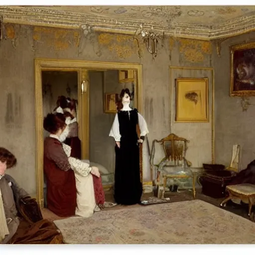 Prompt: dressing room by alfred stevens