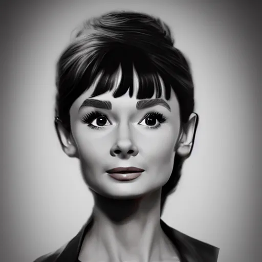 Prompt: Audrey Hepburn with long hair,artstation style