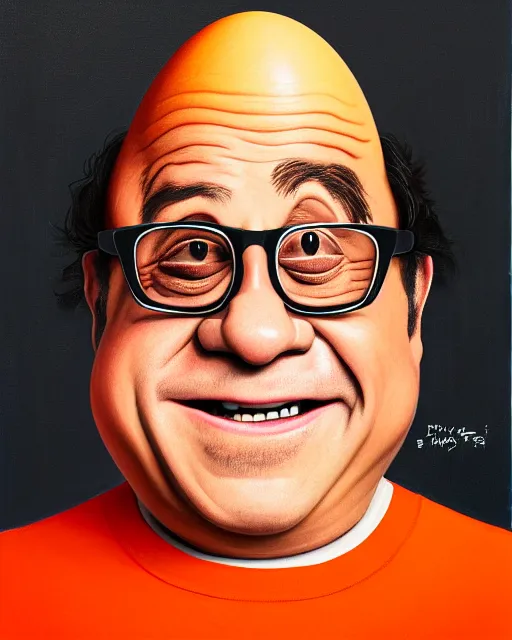 Image similar to painting portrait of danny devito as an egg, cartoon, warm lighting, danny devito has an egg body, movie poster, illustration by bartek fedyczak, erak note, tooth wu, neil richards, kan liu, siwoo kim, jisu choe, trending on art station