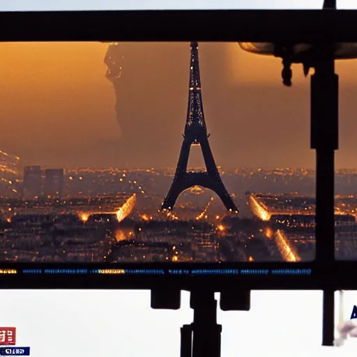 Prompt: A beautiful intricate 8K award-winning ground-level cinematic movie photograph of the future destroyed and decaying Eiffel Tower, surrounded by neon and broken corporate video billboard displays. in the year 2050, by Bruno Delbonnel and greg rutkowski. Arri Alexa 65, IMAX 70mm footage. Dirty billboards. Cinematic lighting