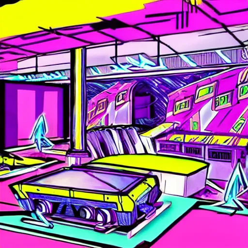 Prompt: Dance-a-tron, a Transformers 80s night club concept art