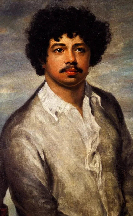 Image similar to Portrait of young Alexandre Dumas, oil on canvas, highly detailed, by Delacroix, 8k