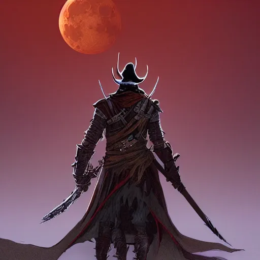 Prompt: an ultra detailed vector image of solaire of astora dressed as the hunter from bloodborne, concept art by alphonse mucha and greg rutkowski, scary shadows, blood moon eclipse, octane render, liminal space