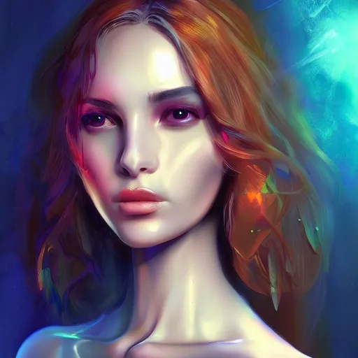Image similar to portrait of a beautiful seductive artificial intelligence muse artstation concept art