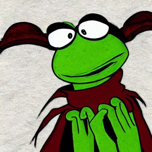 Image similar to kermit the frog as a sith lord