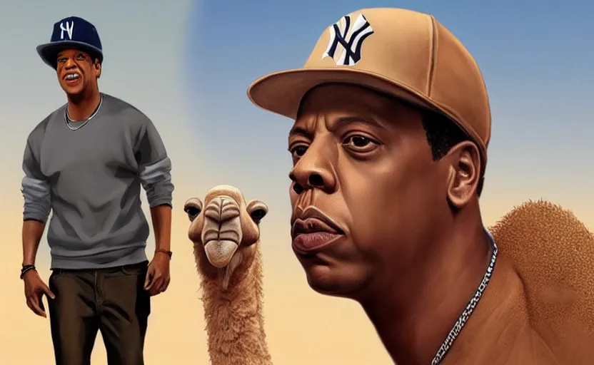 portrait of jay - z! wearing a yankee baseball hat and