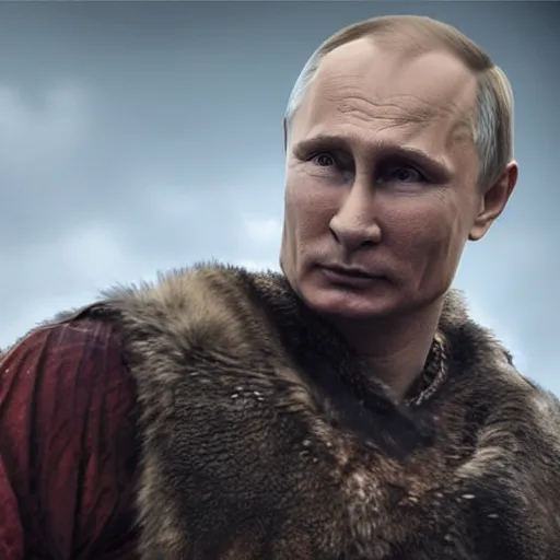 Image similar to Putin In the Vikings 4K quality super realistic