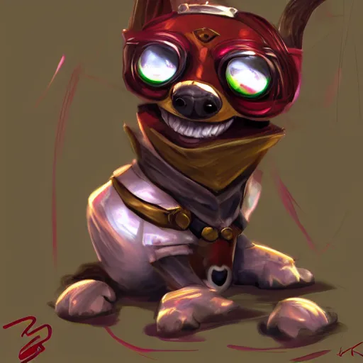 Prompt: ziggs from league of legends as a dog, digital art
