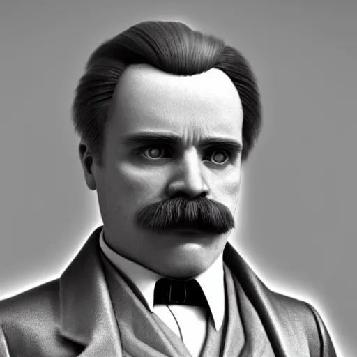 Image similar to ultra high detail unreal engine render of friedrich nietzsche, face looks too real