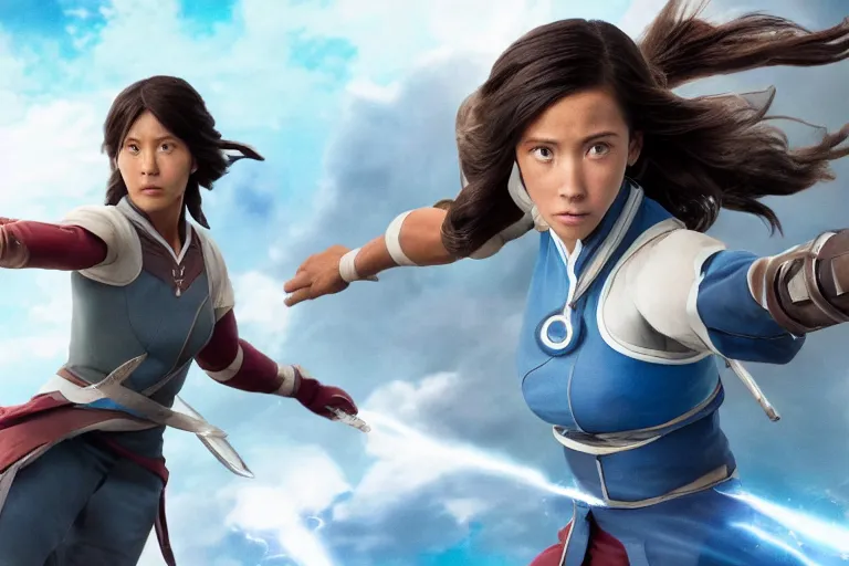 Image similar to live action film still of korra in the new fantasy movie, cinematic lighting