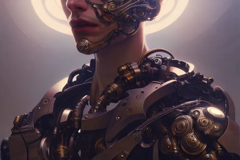 Prompt: ultra realistic, beautiful male cyborgs plugged into the internet, sci - fi, intricate details, eerie, highly detailed, octane render, 8 k, art by artgerm and alphonse mucha and greg rutkowski