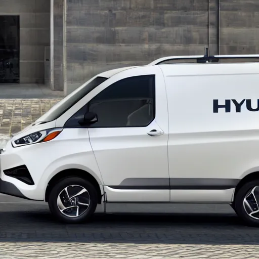 Prompt: A delivery van designed and produced by Hyundai, promotional photo