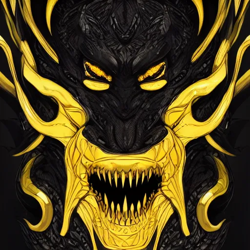 Prompt: a Monster character , black and gold , digital art, fantasy, magic, trending on artstation, ultra detailed, professional illustration by Walt Disney