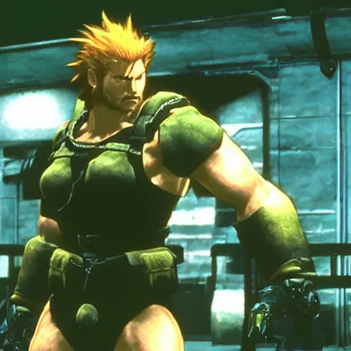 Prompt: “ a still of bowser in metal gear solid ( 1 9 9 8 ) ”