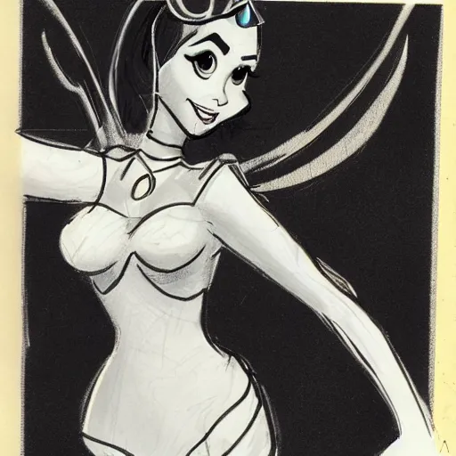 Image similar to milt kahl sketch of victoria justice with curvy body as princess padme from stars wars episode 3