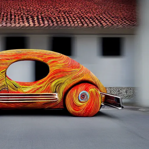 Prompt: a car with surreal design, photograph