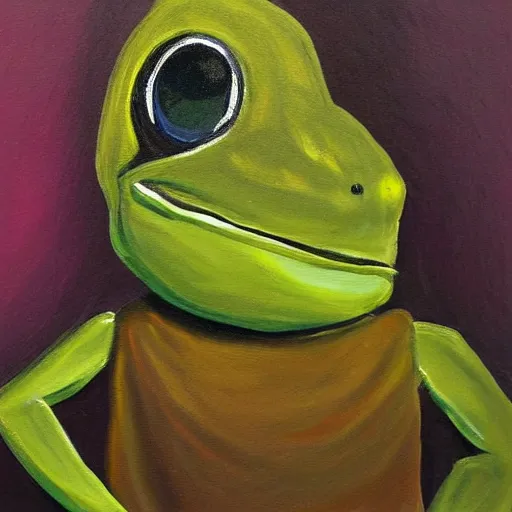 Image similar to frog headed knight, painting,