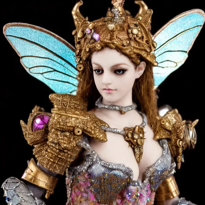 Image similar to photograph of a real - life beautiful!! fairy queen with bejewelled armour. extremely detailed. 8 k