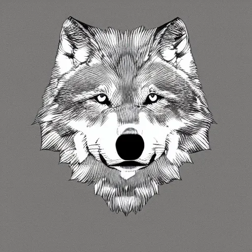 Image similar to wolf template base sketch, simple, no color, high quality, HD, 8K