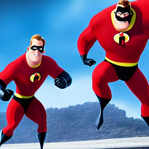 Prompt: cinematic shot of the incredibles in the mcu