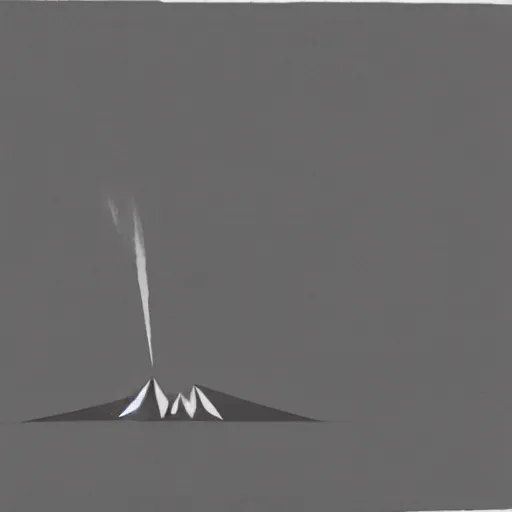 Image similar to 1960s minimalist illustration of a volcano