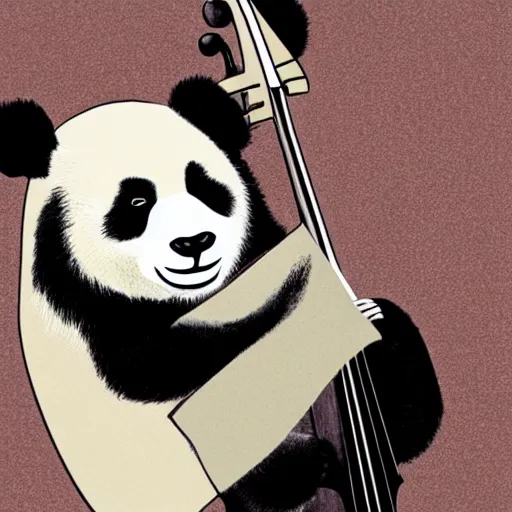 Image similar to a giant panda playing cello