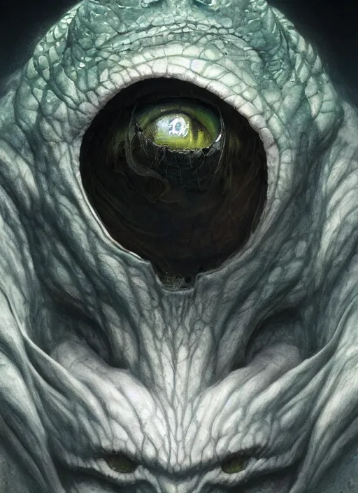 Image similar to moonrock mf doom reptile eyes, glowing white broken skin. intricate, elegant, highly detailed, centered, digital painting, artstation, concept art, smooth, sharp focus, illustration, artgerm, tomasz alen kopera, peter mohrbacher, donato giancola, joseph christian leyendecker, wlop, frank frazetta