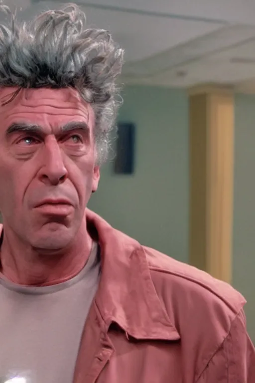 Image similar to kramer as rick sanchez, real life, high quality movie still, photorealistic, ultra detail