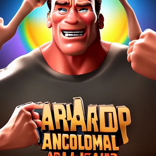 Image similar to arnold schwarzenegger pixar 3 d cartoon style