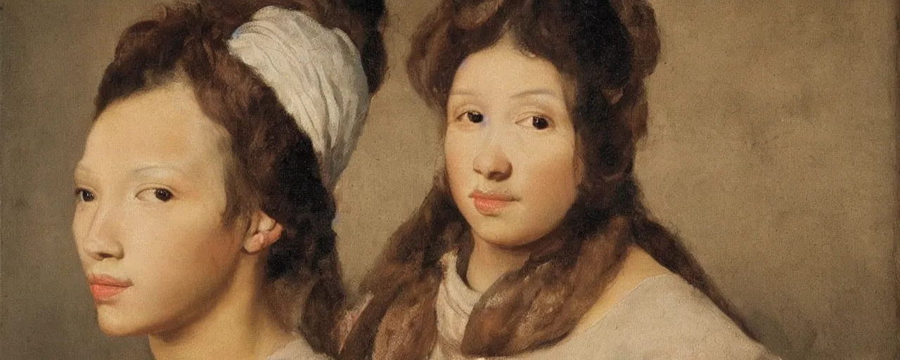 Image similar to painting by diego velasquez, young woman, detailed, stunning, realistic skin color