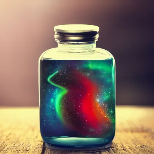 Image similar to liquid universe inside a bottle