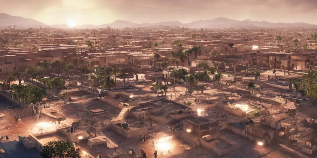 Image similar to Futuristic marrakech , unreal engine