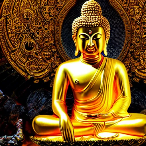 Prompt: golden buddha, 4k , hyper detailed