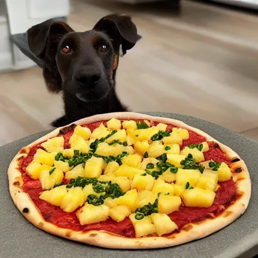 Image similar to dog shaped pineapple toppings on a pizza