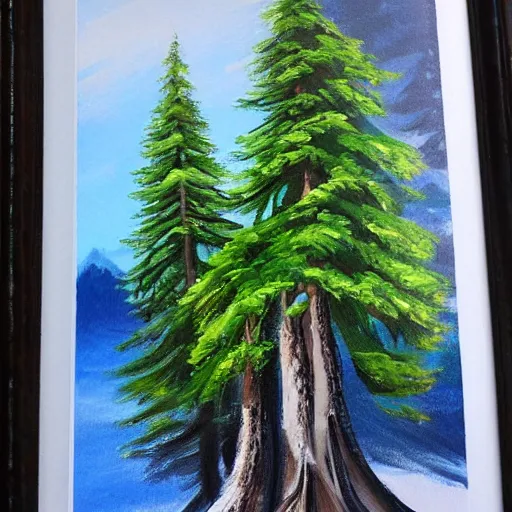 Image similar to conifer painted by bob ross