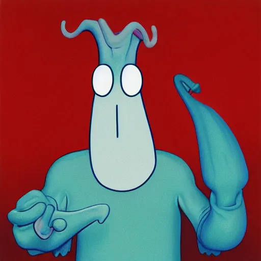 Image similar to hyper realistic squidward photograph, blue note album cover