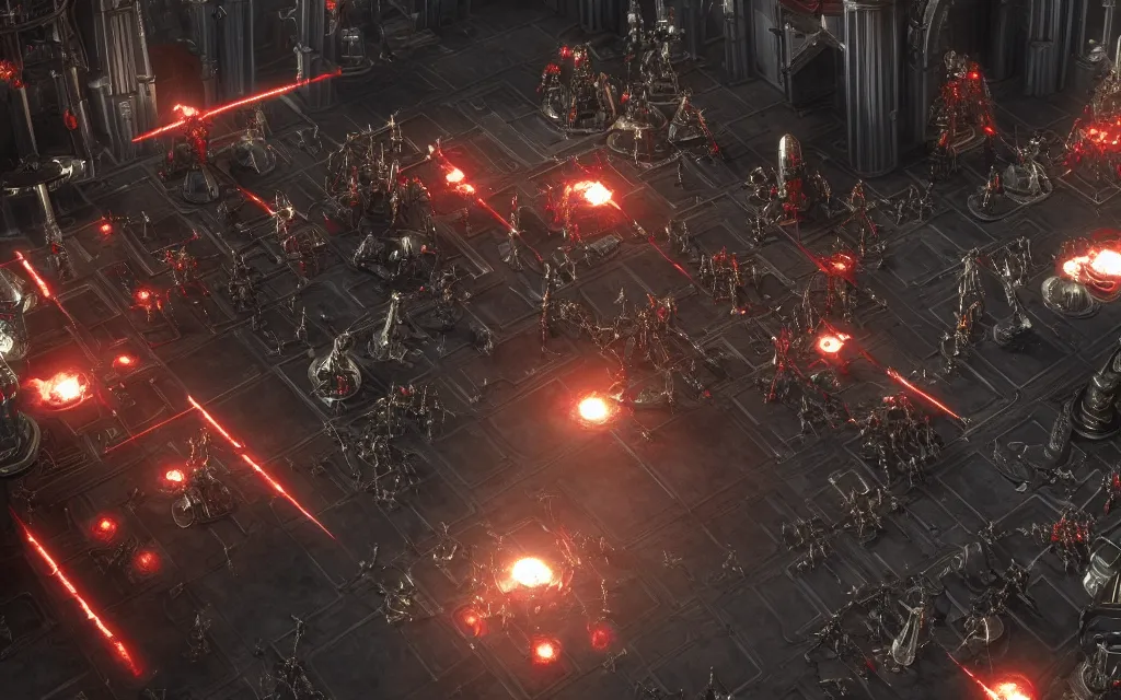 Prompt: adeptus mechanicus game screenshot from warhammer 4 0 0 0 cutscene