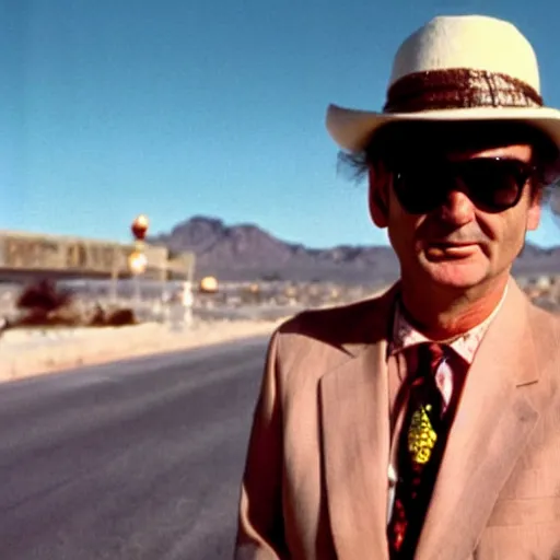 Image similar to bill murray in fear and loathing in las vegas, movie still, promotional shot