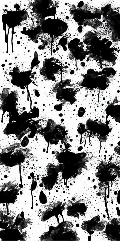 Prompt: high quality big chinese ink strokes, black and white, brush, drops, splash
