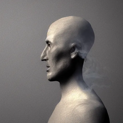 Image similar to man made of smoke particles octane render houdini