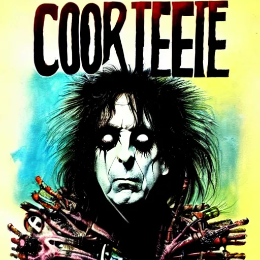 Image similar to graphic illustration, creative design, alice cooper, biopunk, by ralph steadman, francis bacon, hunter s thompson, highly detailed