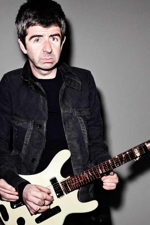 Prompt: noel gallagher with eyebrows 2 metres long