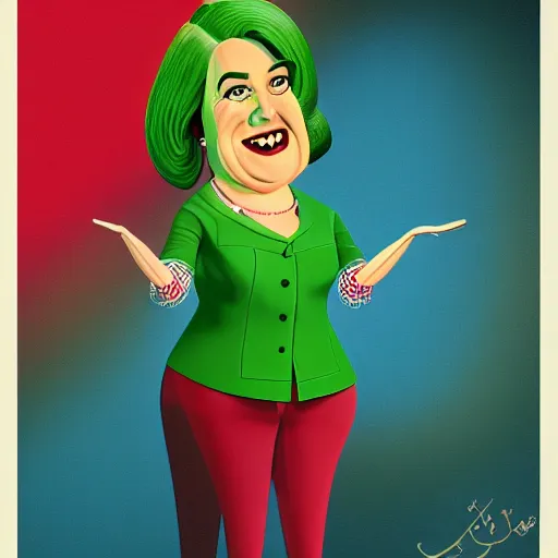 Image similar to cartoon caricature portrait of a cannabis themed character. octane 4 k render by eyvind earle, female mean fat politician australian award winning political comedy illustration