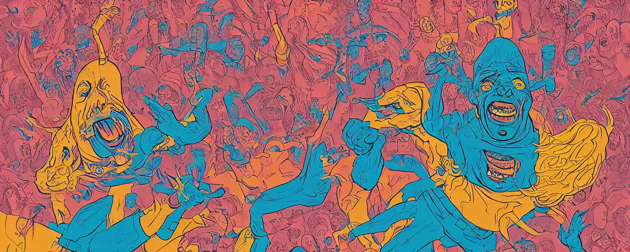 Image similar to portrait of a mad man screaming, by josan gonzales, in style of SantaCruz