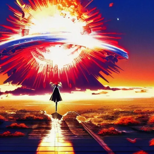 Image similar to cinematic nuclear anime explosion