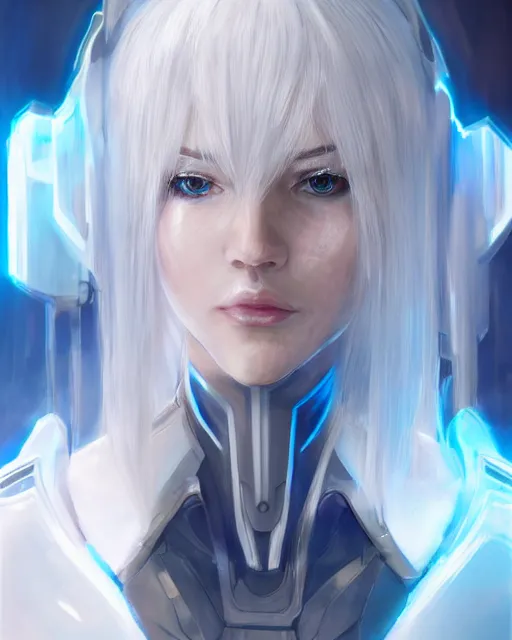 Prompt: perfect white haired girl, warframe armor, beautiful, dreamy, pretty face, blue eyes, portrait, detailed, bright light, scifi, amazing, utopian architecture in the background, laboratory, 4 k, ultra realistic, aura of light, cinematic, high detail, masterpiece, art by akihito tsukushi, akasuki brightmind