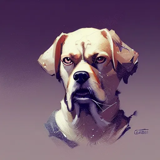 Image similar to a dog working in computational linguistics, art by greg rutkowski, intricate, elegant, highly detailed, smooth, sharp focus, artstation