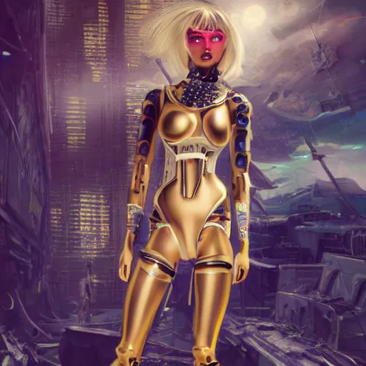 Image similar to Ultrarealist aesthetic detailed face portrait of a dollpunk wearing Abstract tech bodysuit, in front of a ruined city, epic exquisite character art, focus, looking at camera, accurate symmetric features proportions, golden ratio, ultra intricate details, award winning, unreal render