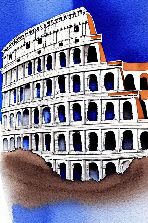 Image similar to minimalist watercolor art of the colosseum in rome, illustration, vector art