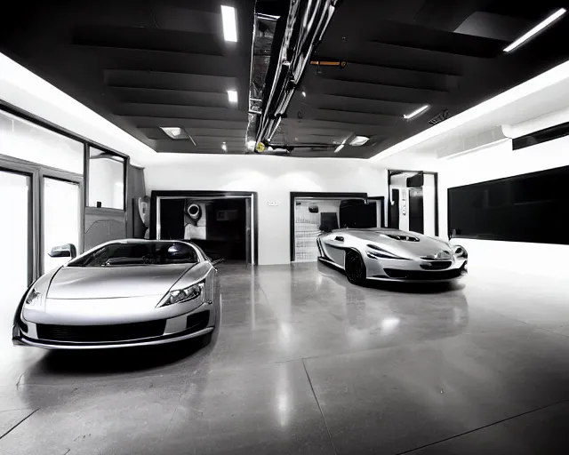 Image similar to luxury car garage, black gold aesthetic, fh 5